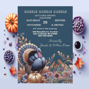 Gobble Gobble Gobble Its Turkey Time Thanksgiving  Invitation