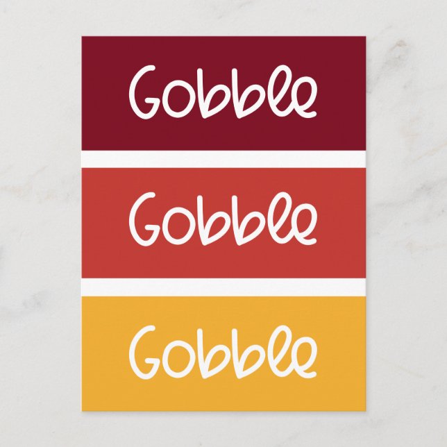 Gobble Gobble Gobble Modern Thanksgiving Postcard (Front)