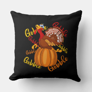 Gobble Gobble Gobble Pumpkin-16194 Throw Pillow