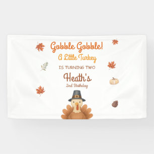 Gobble Gobble Little Turkey Birthday Banner