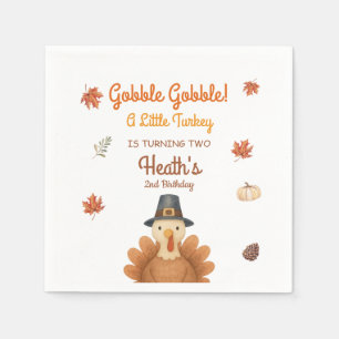 Gobble Gobble Little Turkey Birthday Napkin