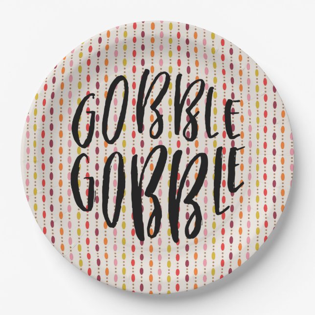 Gobble Gobble Multi Oval Dots - Paper plate (Front)