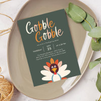 Gobble Gobble Thanksgiving Dinner Party Invitation