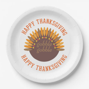 Gobble Gobble Thanksgiving Holiday Paper Plate