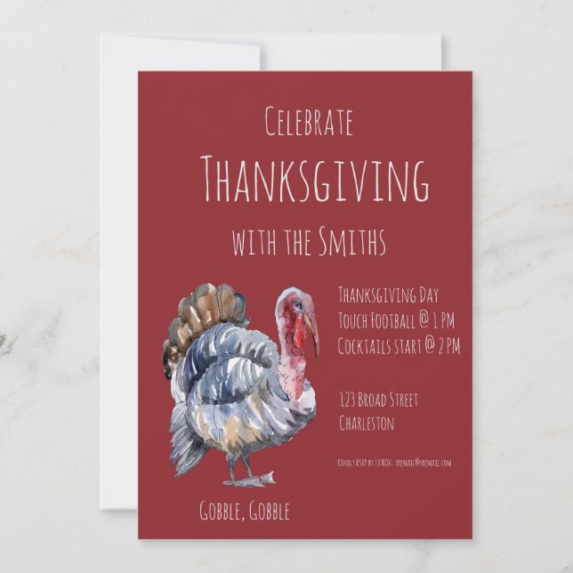 Gobble, Gobble,Thanksgiving Party Invitation (Front)