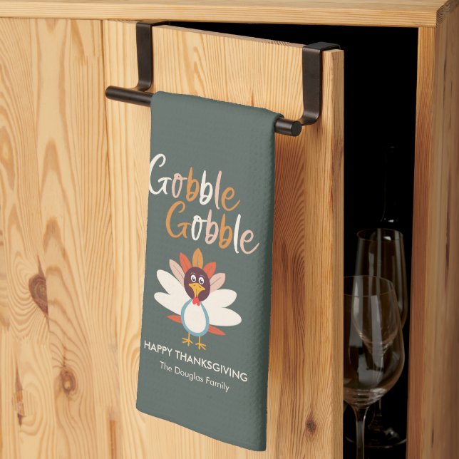 Gobble Gobble Thanksgiving Turquie serviette de cu (Pliage en tiers)
