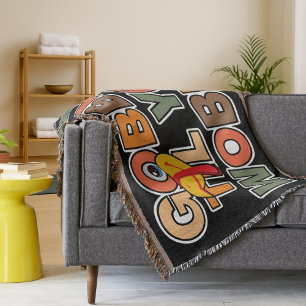 Gobble Gobble Till You Wobble Funny Thanksgiving Throw Blanket