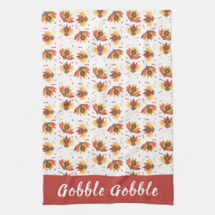 Gobble Gobble Turkey Pattern Thanksgiving Kitchen Towel