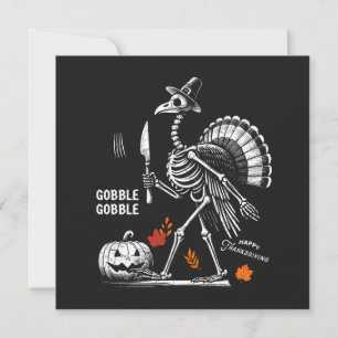 Gobble Gobble Turkey Skeleton T-Shirt Holiday Card