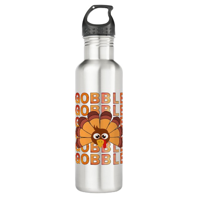 Gobble gobble turkey t-shirt, fall, autumn tee Ess 710 Ml Water Bottle (Front)