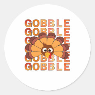 Gobble gobble turkey t-shirt, fall, autumn tee Ess Classic Round Sticker