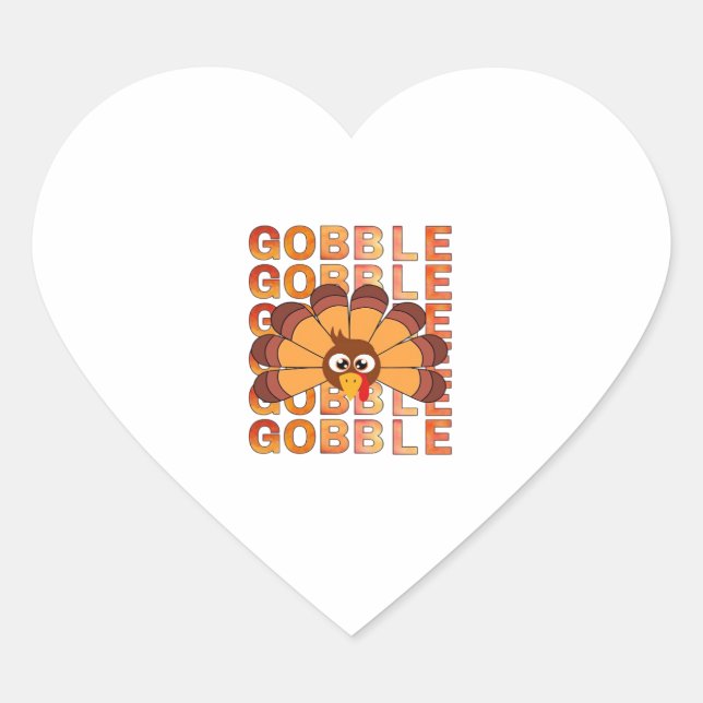 Gobble gobble turkey t-shirt, fall, autumn tee Ess Heart Sticker (Front)