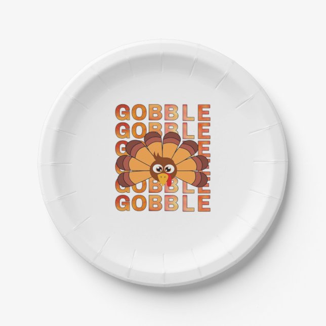 Gobble gobble turkey t-shirt, fall, autumn tee Ess Paper Plate (Front)