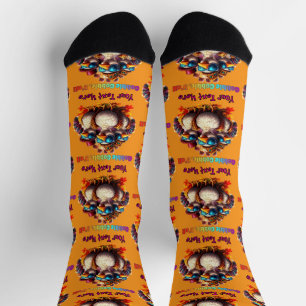 Gobble Gobble Y'all Funky Retro Thanksgiving Socks