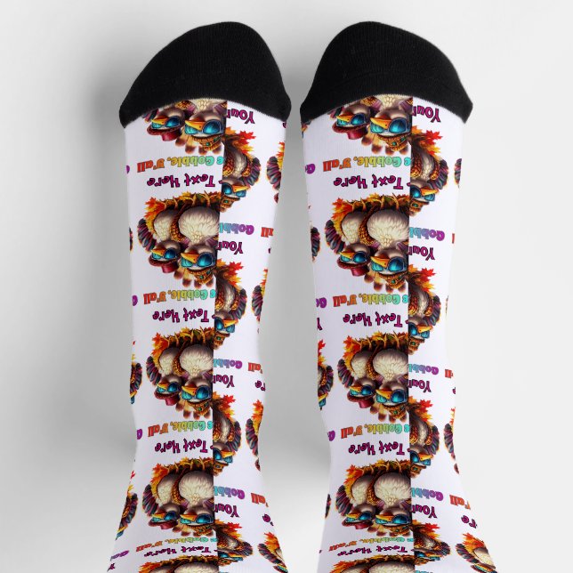 Gobble Gobble Y'all Funky Retro Thanksgiving Socks (Top)