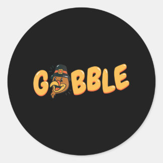 Gobble Pilgrim Turkey Funny Thanksgiving Turkey Classic Round Sticker