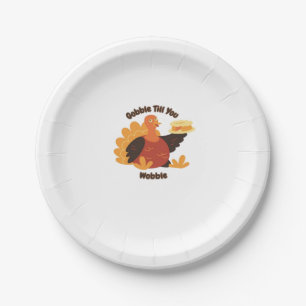 Gobble �Til You Wobble Funny Turkey Design Oversiz Paper Plate