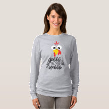Gobble Til You Wobble Funny Turkey Face T-Shirt
