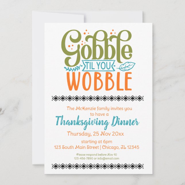 Gobble till you wobble invitation (Front)