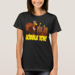 Gobble Tov Thanksgivukkah Turkey Shirt<br><div class="desc">Celebrate Thanksgivukkah 2013 with this classic Gobble Tov t-shirt! Featuring a design of a funny cartoon turkey wearing a yamaka, a Star of David necklace, and lighting the menorah candle on Thanksgiving. A Hanukkah Thanksgiving will not occur for another 77, 000 years! So grab this great keepsake shirt for this...</div>