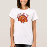 Gobble Tov Thanksgivukkah Turkey T-shirt<br><div class="desc">Celebrate Thanksgivukkah 2013 with this classic Gobble Tov t-shirt! Featuring a funny yellow, orange, and brown cartoon turkey wearing a yamaka, and a Star of David necklace. A Hanukkah Thanksgiving will not occur for another 77, 000 years! So grab this great keepsake shirt for this once-in-a-lifetime-celebration. *Makes a perfect funny...</div>