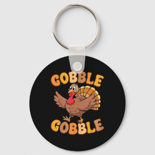 Gobble Turkey Day Thanksgiving Family Turkey Trot Keychain