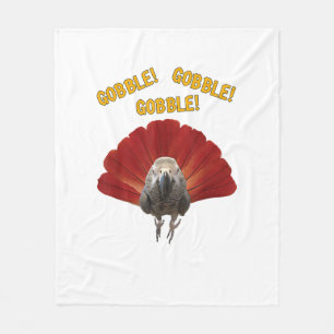 Gobble! Turkey Thanksgiving African Grey Parrot  Fleece Blanket