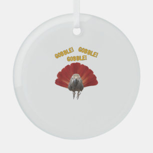 Gobble! Turkey Thanksgiving African Grey Parrot Glass Ornament