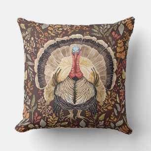 Gobbling Good Times Turkey ,Thanksgiving Pattern Throw Pillow