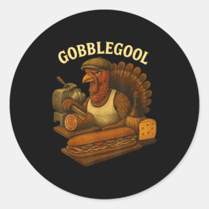 Gobbol Turkey Baker Thanksgiving  Classic Round Sticker