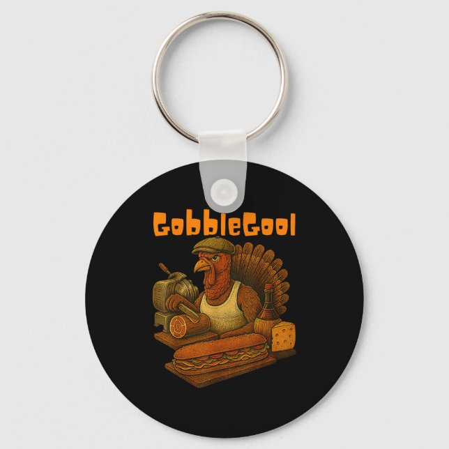 Gobbol Turkey Day Thanksgiving Funny Gobble Thankf Keychain (Front)