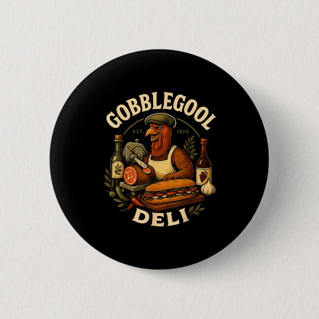 Gobbol Turkey Thanksgiving Italian Turkey Chef  2 Inch Round Button (Front)