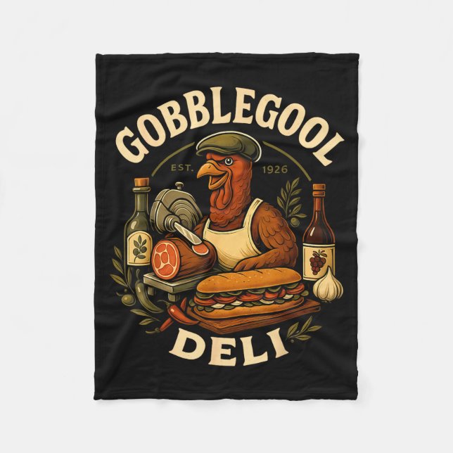 Gobbol Turkey Thanksgiving Italian Turkey Chef  Fleece Blanket (Front)