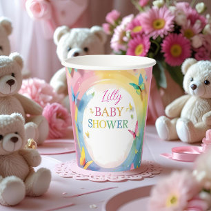 Gobelet en papier pour bébé fille papillon
