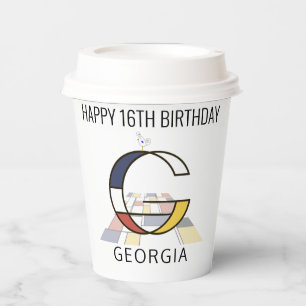 Gobelets En Papier С ool Neoplasticism Style Monogramme. Lettre G