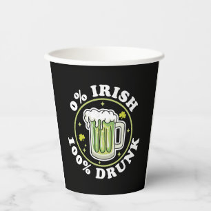 Gobelets En Papier 0 Irlandais 100 Drunk Green Beer Funny St Patrick 