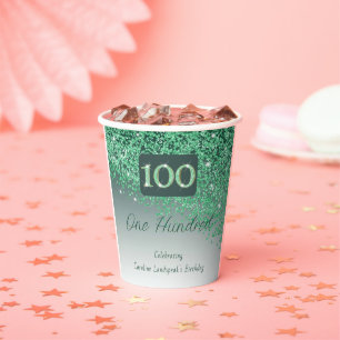Gobelets En Papier 100e Anniversaire Classy Falling Green Parties sci
