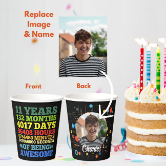 Gobelets En Papier 11 ans 11e anniversaire 132 mois Personnalisé