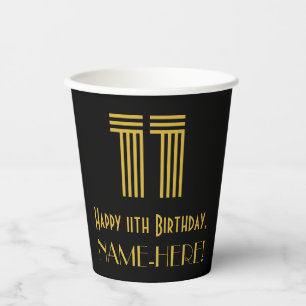 Gobelets En Papier 11e anniversaire : Art Déco Inspiré Look "11" & No