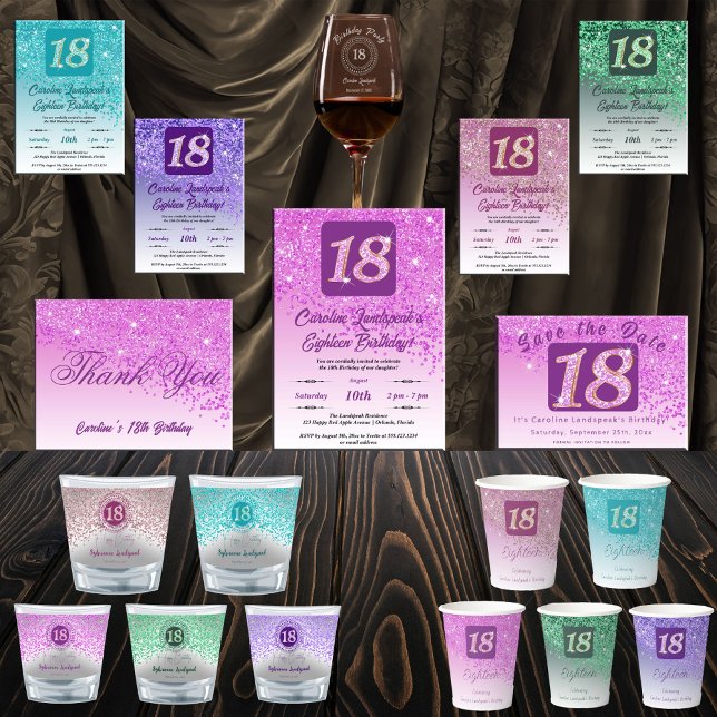 Gobelets En Papier 18e anniversaire stylish Falling Parties scintilla (Créateur téléchargé)