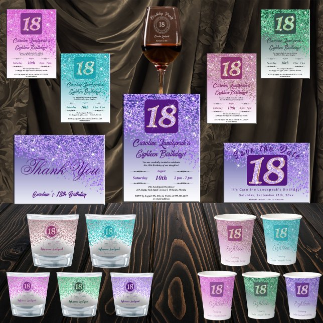 Gobelets En Papier 18e anniversaire stylish Falling Purple Parties sc (Créateur téléchargé)
