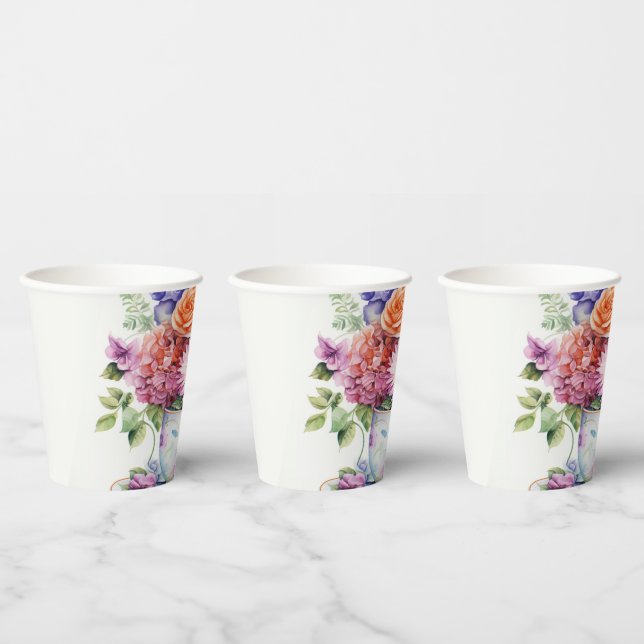 Gobelets En Papier 1 tasses de fleur (Multi)