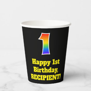 Gobelets En Papier 1er anniversaire : Coloré, Amusant, Excitant, Arc-