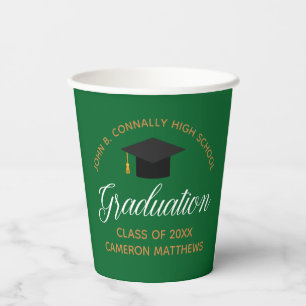 Gobelets En Papier 2023 Green Gold Graduation Custom School Party
