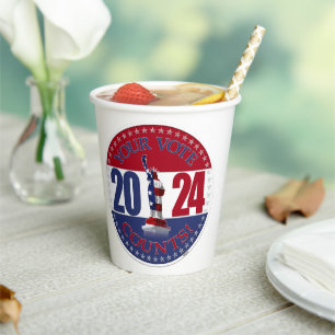 Gobelets En Papier 2024 Votre vote compte Statue de la Liberté