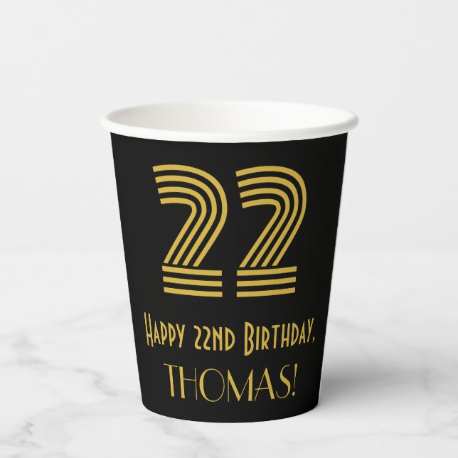Gobelets En Papier 22e anniversaire : Art Déco Inspiré Look "22" & No (Verso)