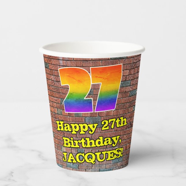 Gobelets En Papier 27e anniversaire : Arc en ciel inspiré par les gra (Recto)