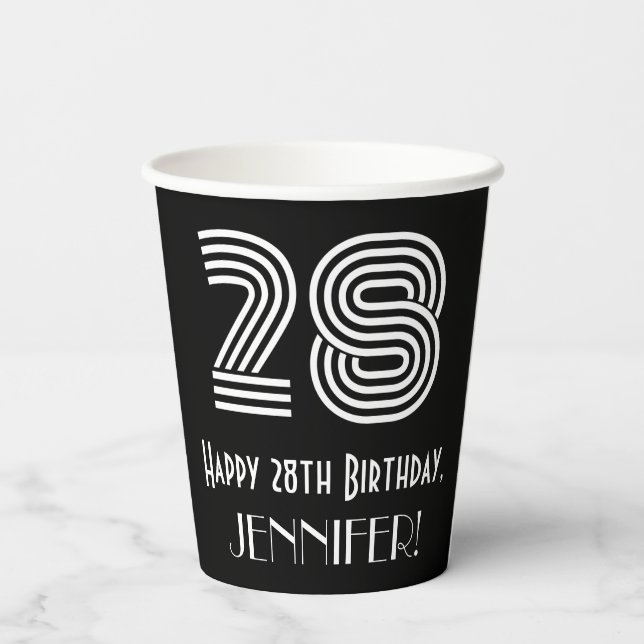 Gobelets En Papier 28e anniversaire — Art Déco Inspiré Look "28" + No (Verso)