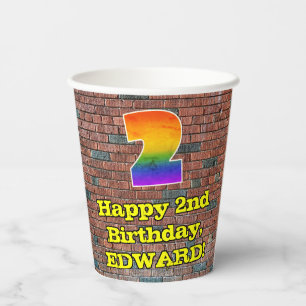 Gobelets En Papier 2e anniversaire : Arc-en-ciel inspiré par les graf