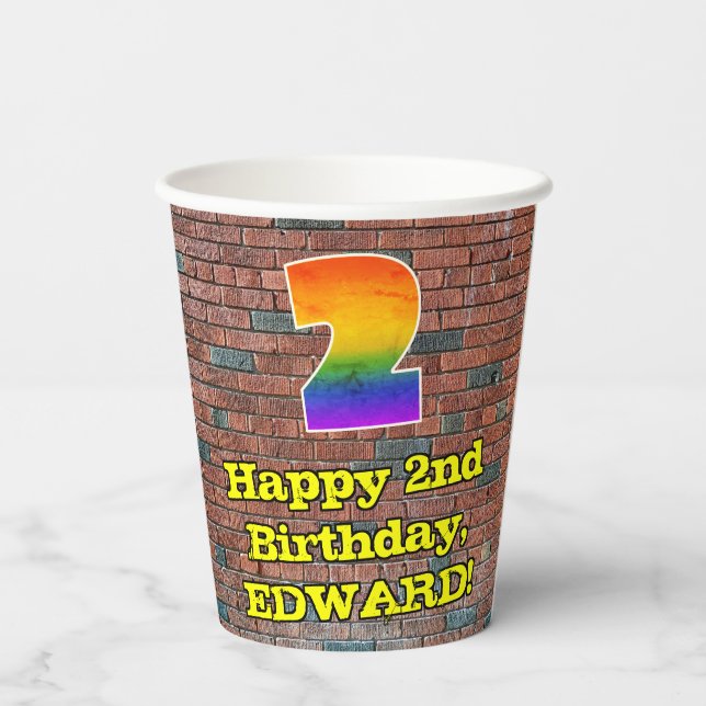 Gobelets En Papier 2e anniversaire : Arc-en-ciel inspiré par les graf (Verso)